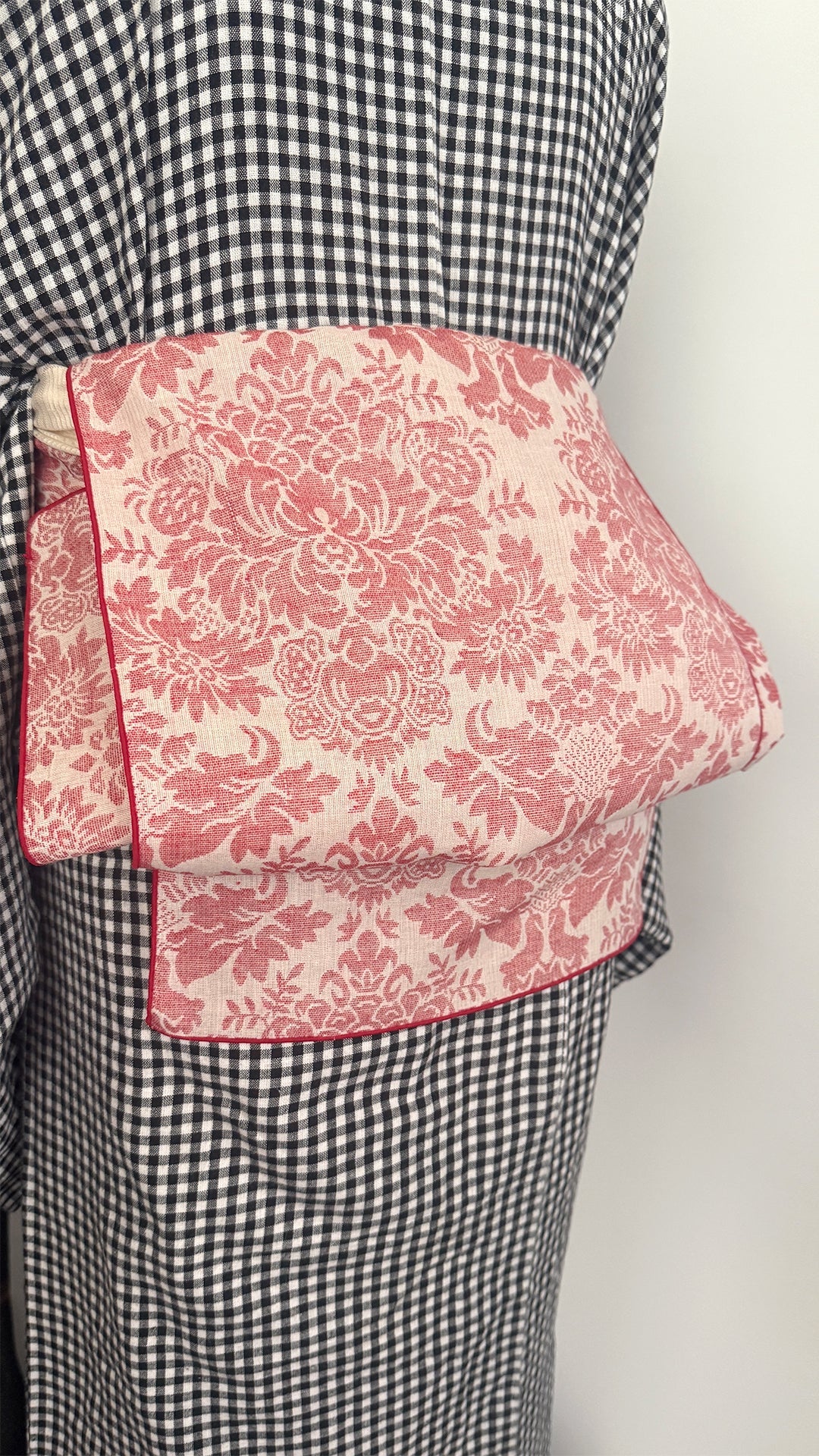 HeKO Obi Adult HeKO Obi Damask Red Reversible Red Nagoya Obi
