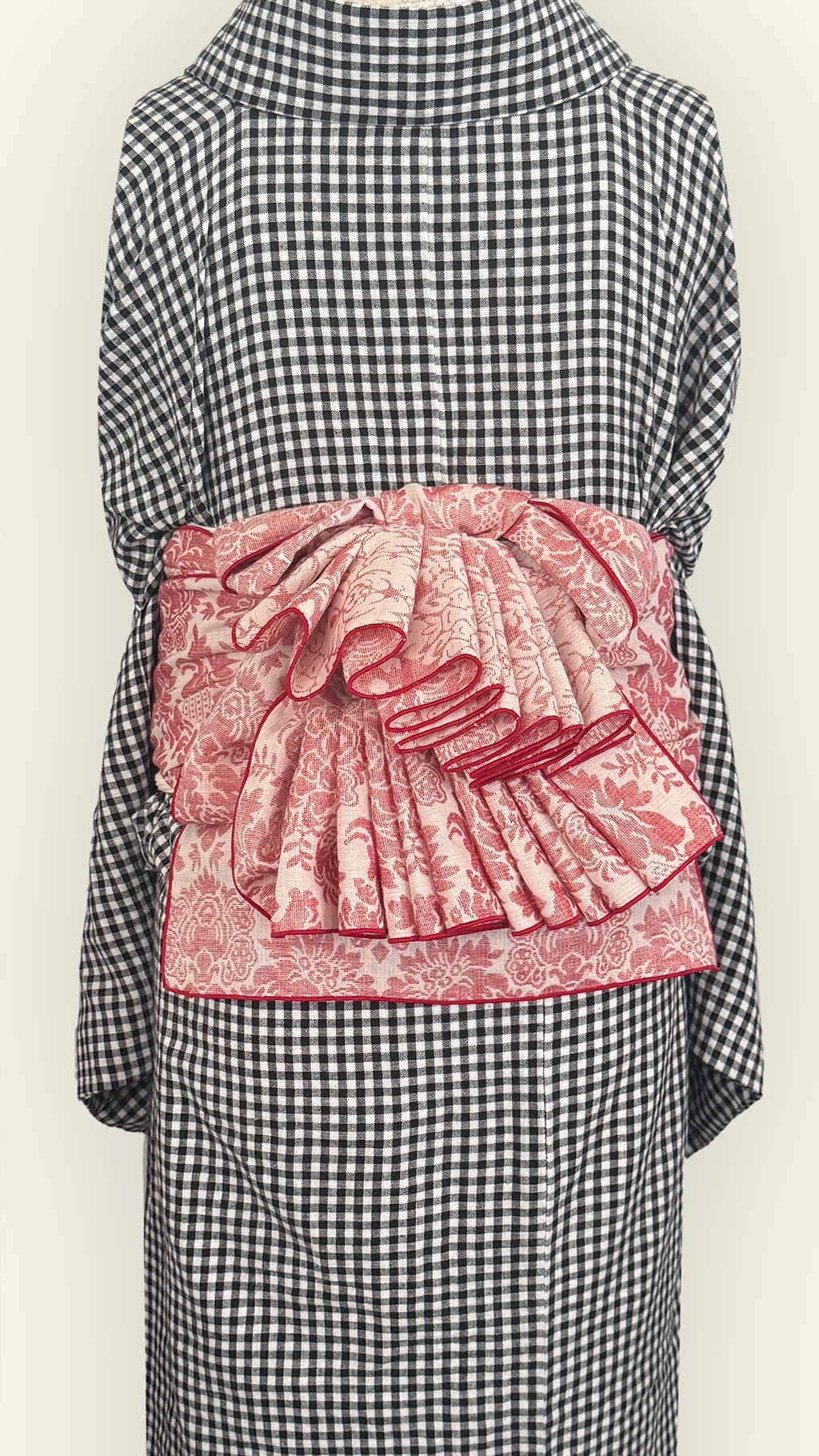HeKO Obi Adult HeKO Obi Damask Red Reversible Red Nagoya Obi