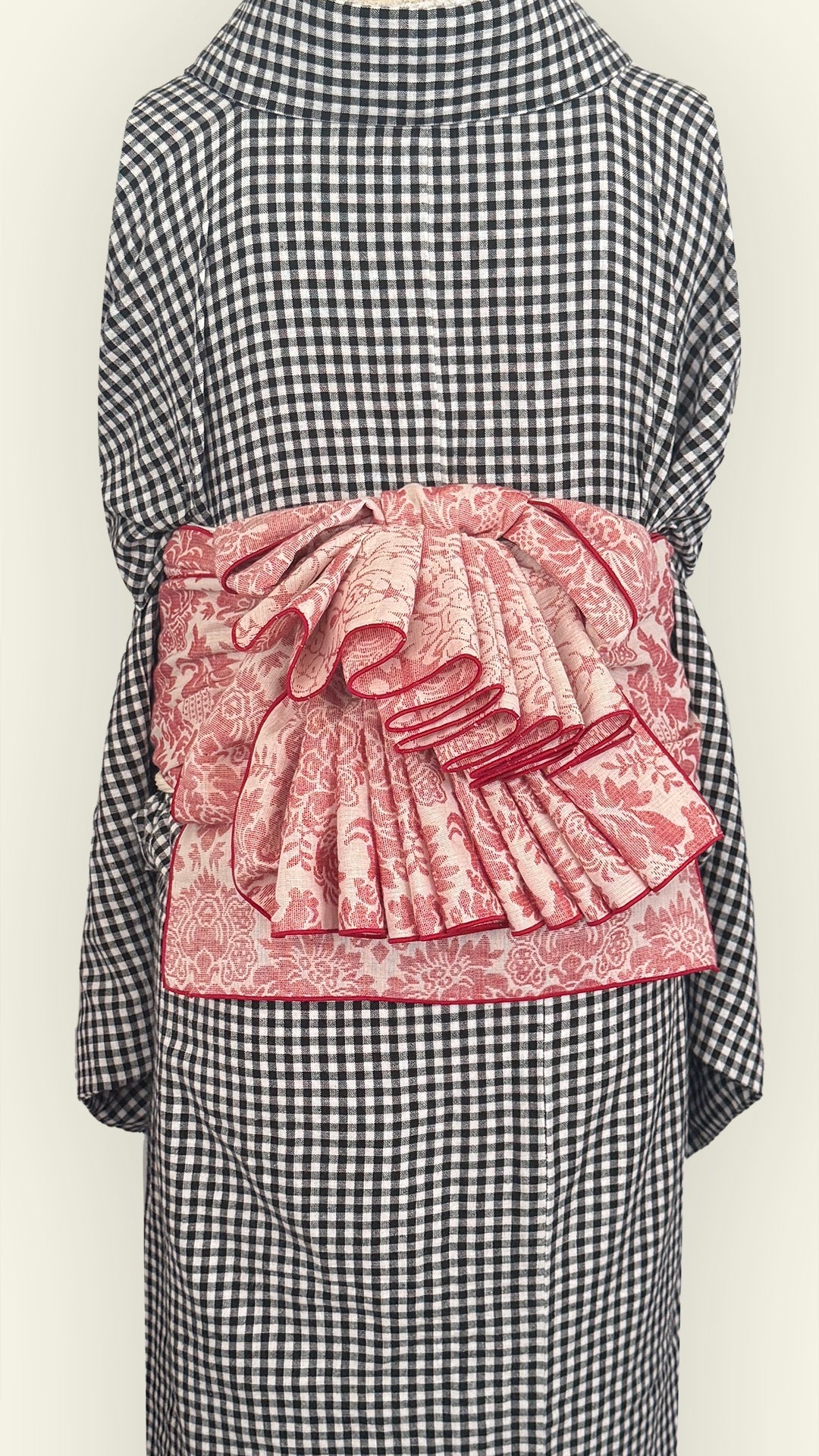 HeKO Obi Adult HeKO Obi Damask Red Reversible Red Nagoya Obi