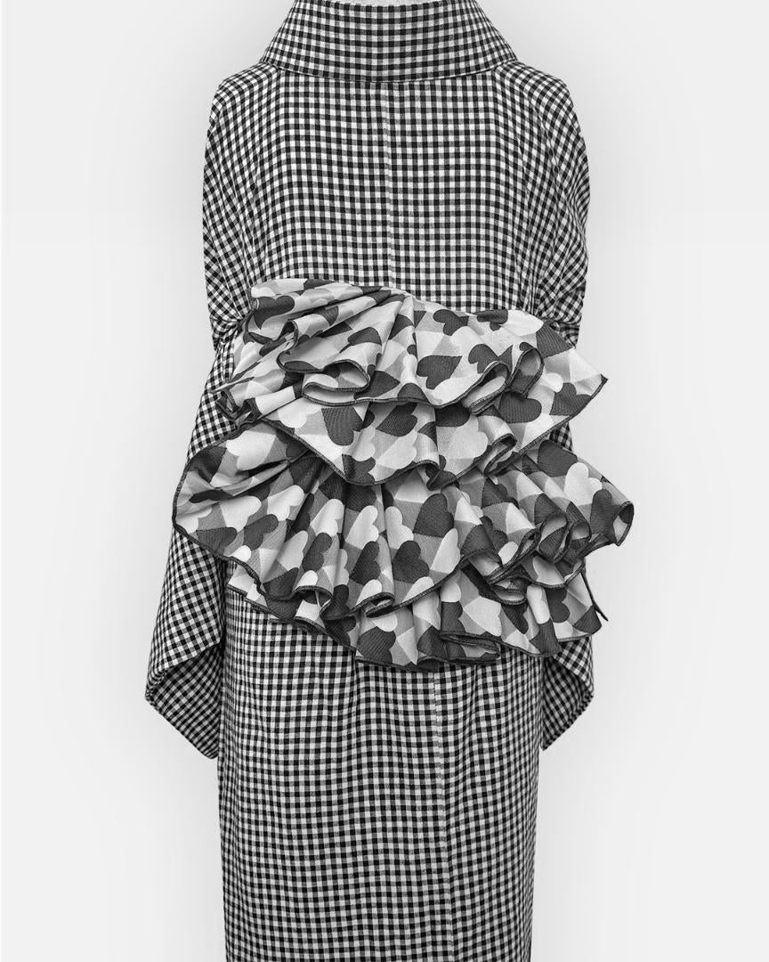 Hecko Obi, Adult Hecko Obi, Heart, Regimental Stripes, Scale Pattern, Cute, Black, Gray, White, Mono