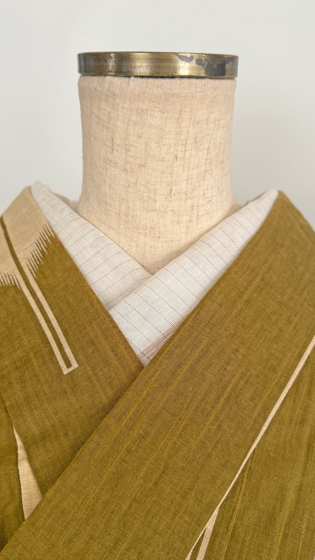 Summer Haneri, Ojiya White Chirari-Line, 2-Way Han-Eri, Linen Chijimi