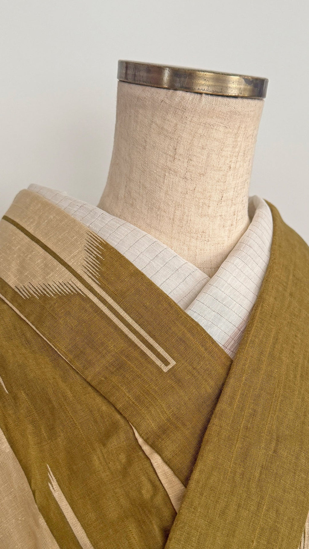 Summer Haneri, Ojiya White Chirari-Line, 2-Way Han-Eri, Linen Chijimi