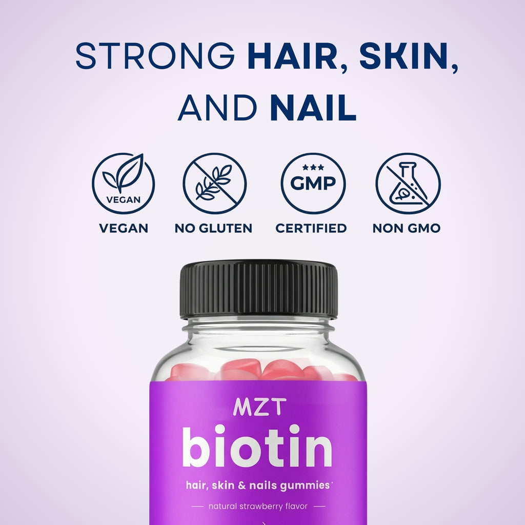 Biotin Hair & Nail Gummies | 5000mcg + Vitamins | 60ct
