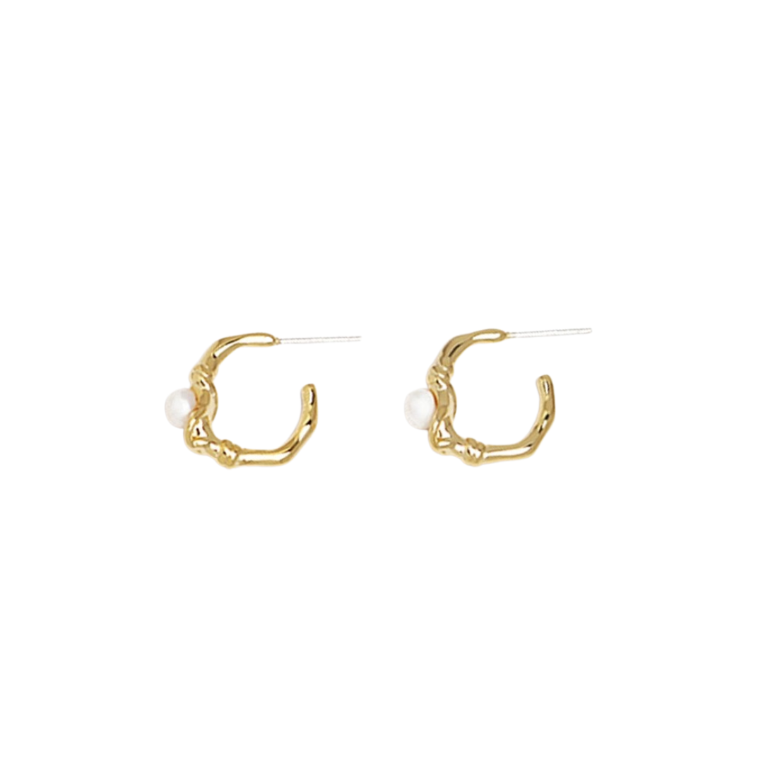 [LOEM] HOOP PEARL PIERCE (2 colors)