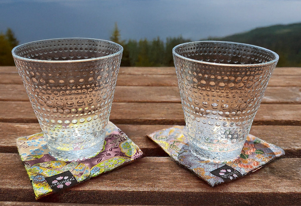 【グラスを彩り、小物を休ませるコースター　２枚セット】Vintage Brocade マルチトレイ「季節の雫」