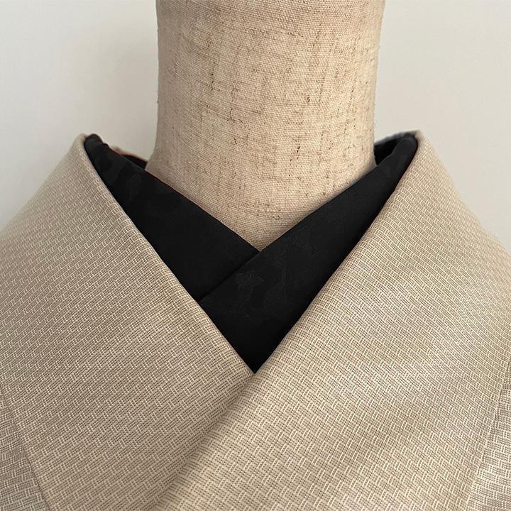 Haneri collar, black roiro leopard print, woven pattern, handmade han-eri collar, black, leopard