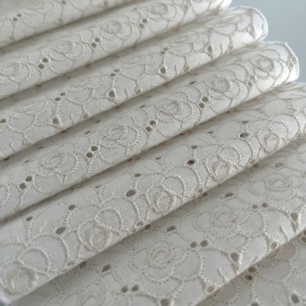 Haneri Camellia Embroidery Cotton Lace Haneri Ecru Flower Embroidery