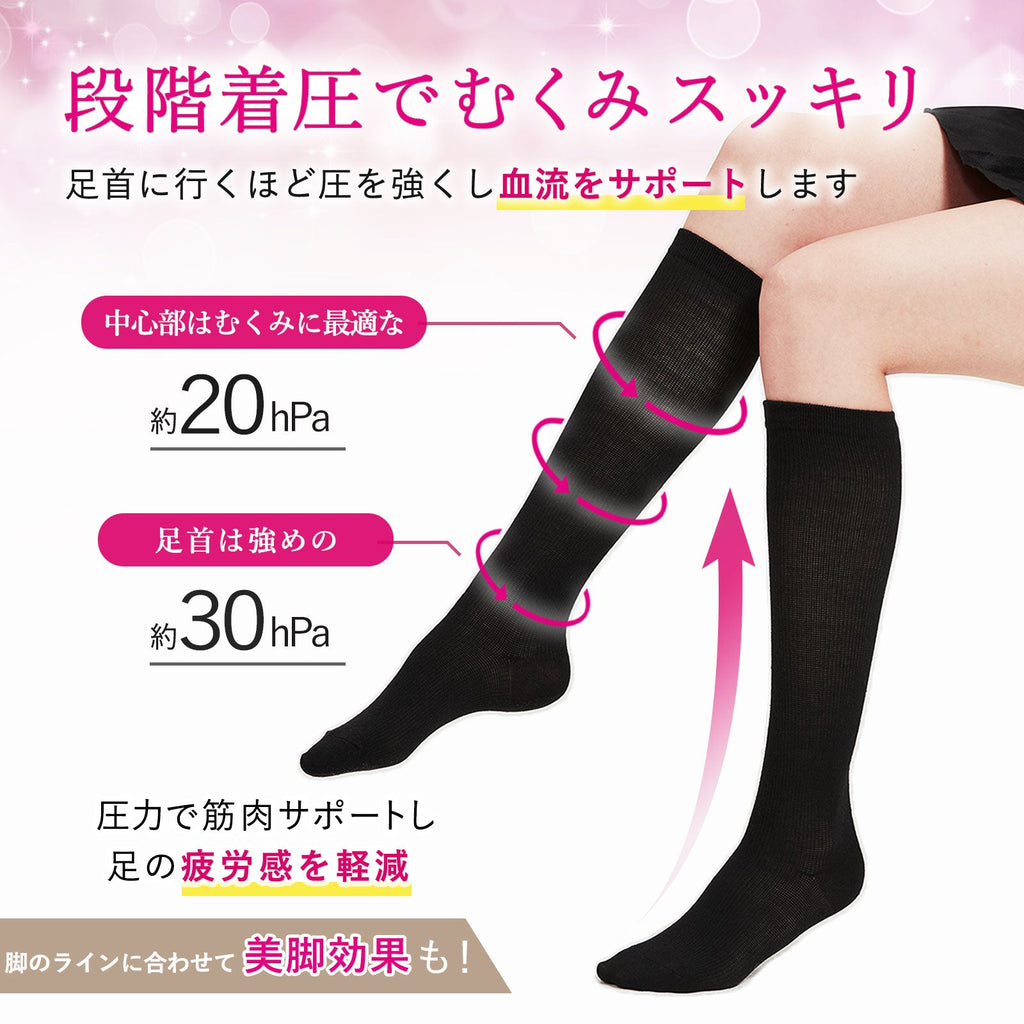 綿混着圧ソックス（3足組）