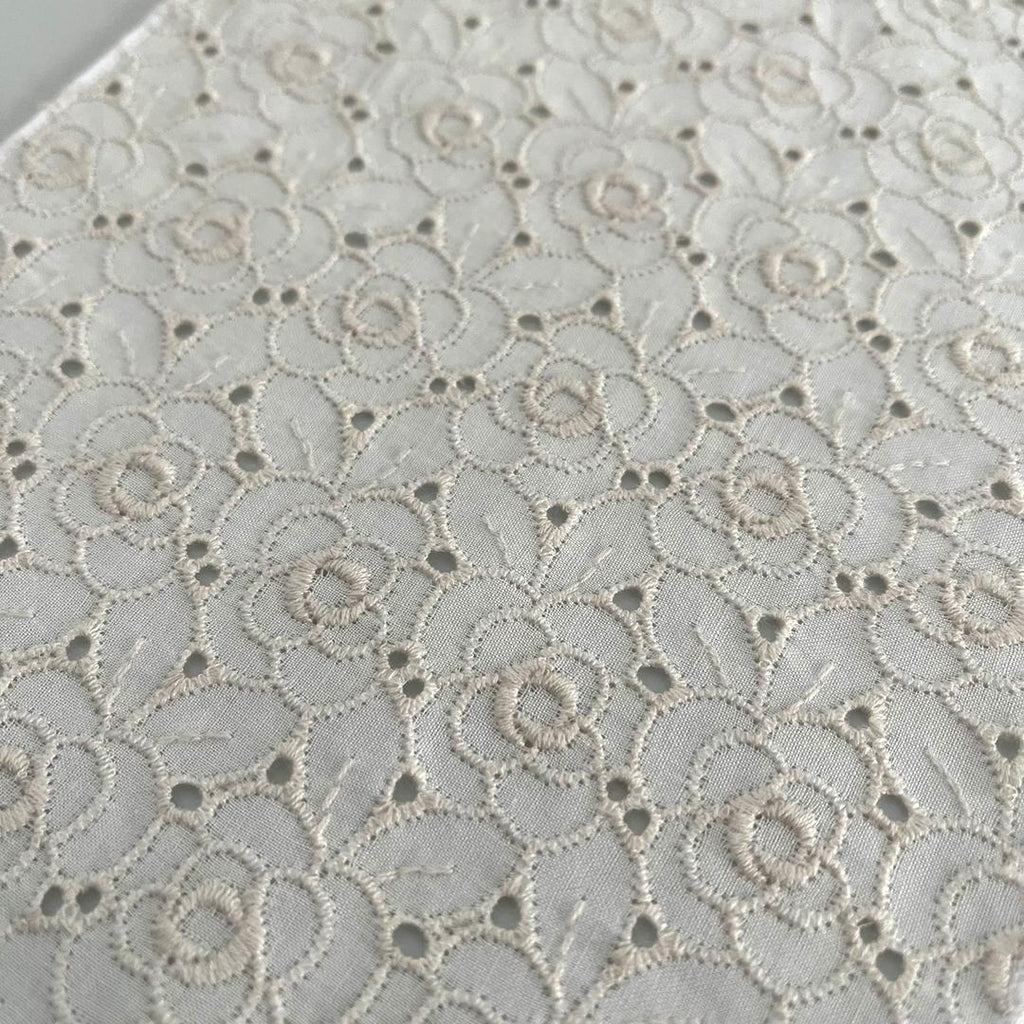 Haneri Camellia Embroidery Cotton Lace Haneri Ecru Flower Embroidery