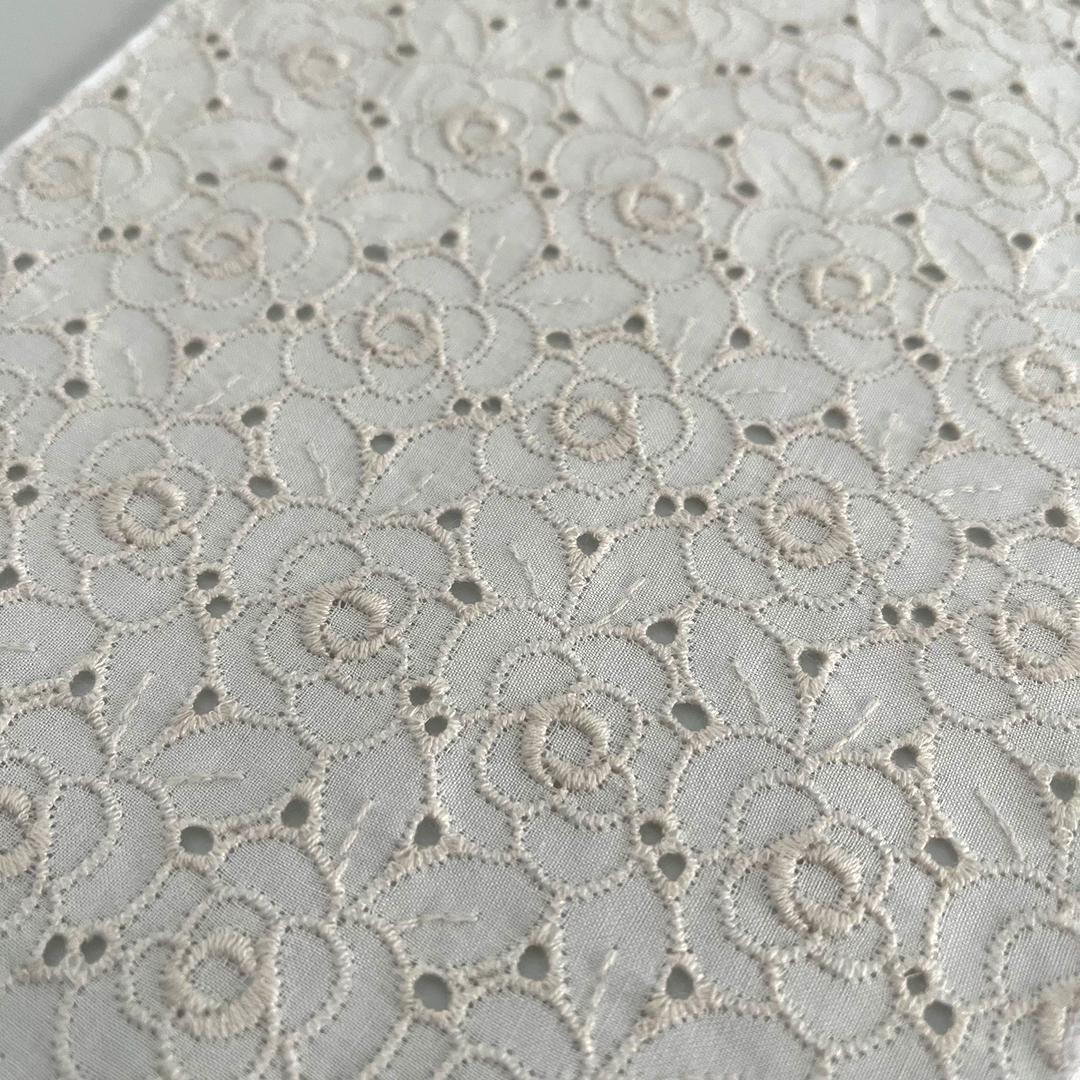 Haneri Camellia Embroidery Cotton Lace Haneri Ecru Flower Embroidery