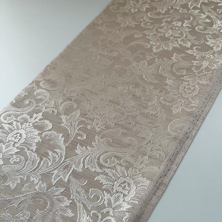 Damask Weave Shirotsurubami Han-eri - Handmade Han-eri, Botanical, Beige, Ecru