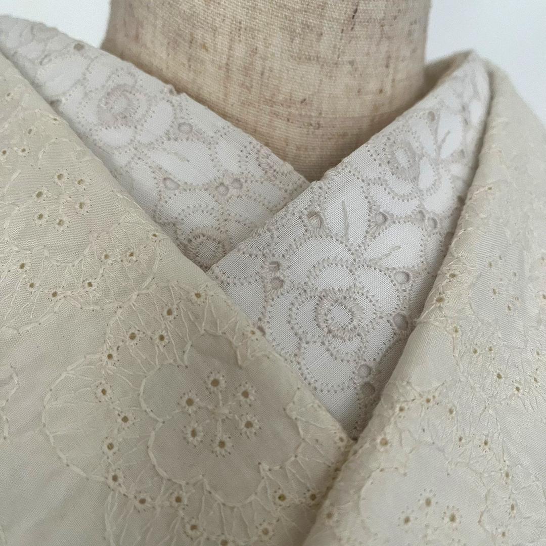 Haneri Camellia Embroidery Cotton Lace Haneri Ecru Flower Embroidery