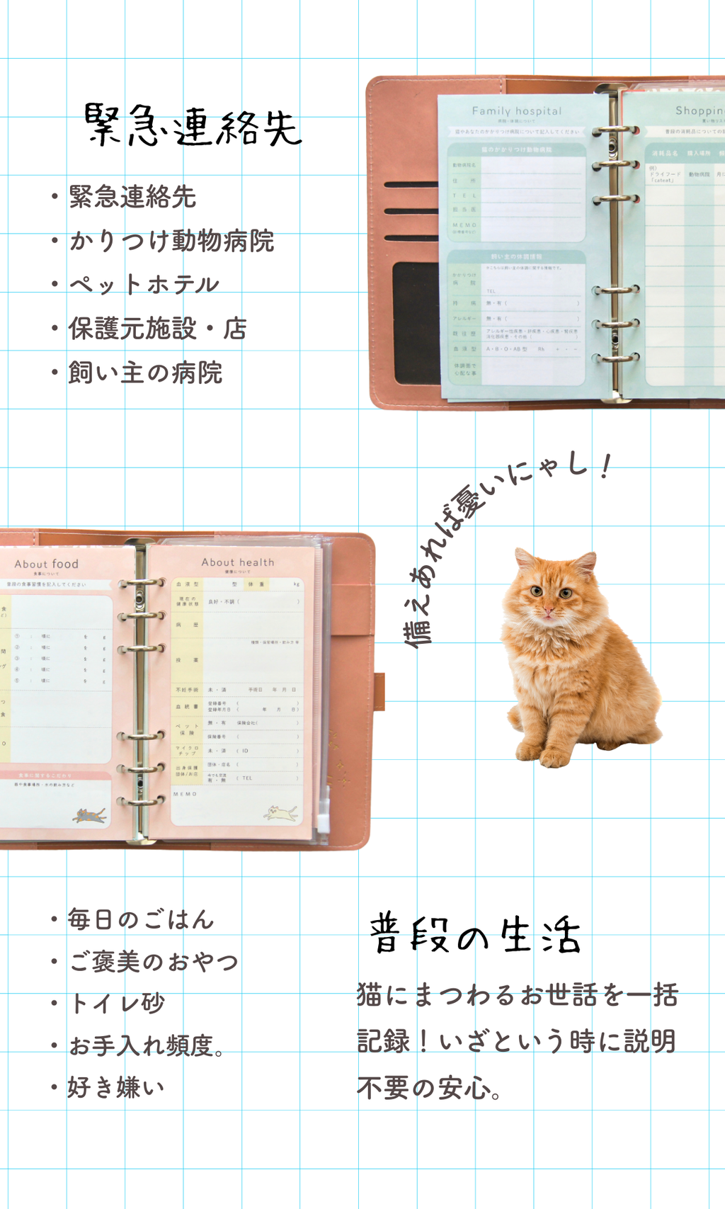 Cat Help Notebook (binder type)｜Manage your cat's vet visits and health in one book｜Cat Health Management Notebook