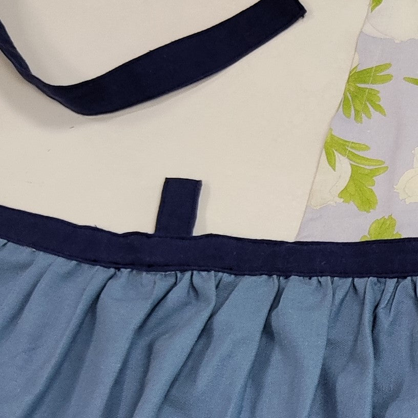 [Michelle Machoto] ミッシェルマコット アオノツガザクラ柄 ロング ワイド ギャザー エプロン D-0001