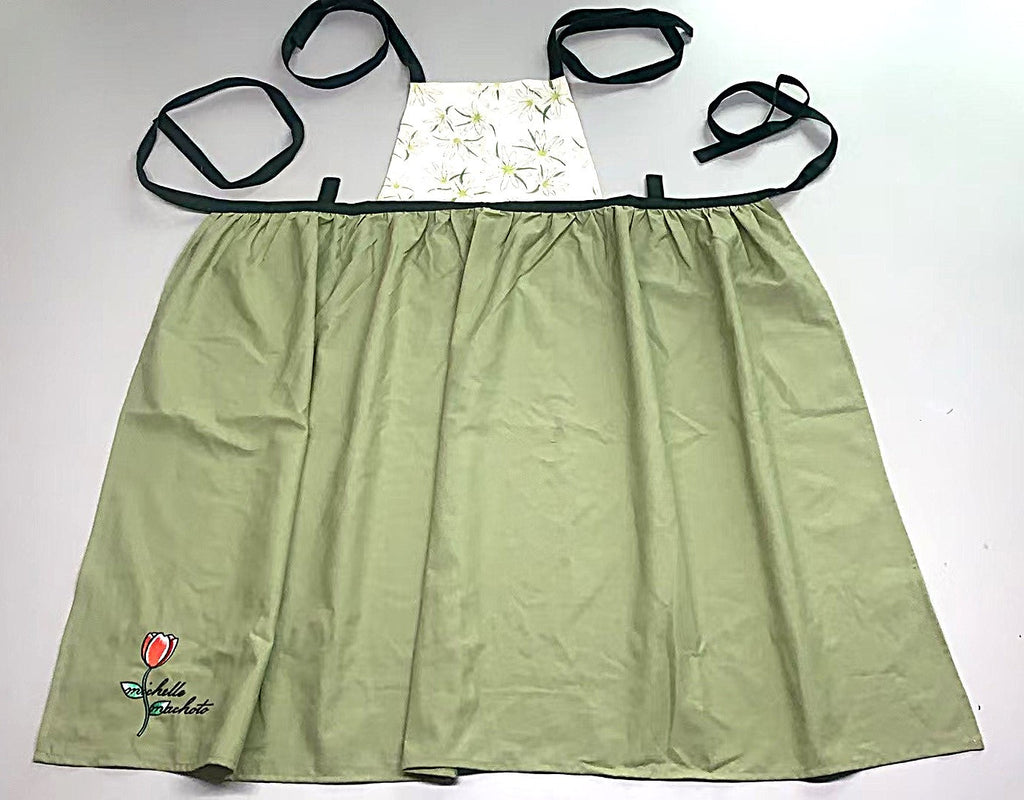[Michelle Machoto] Michelle Machoto Chickweed Print Long Wide Gathered Apron D-0403