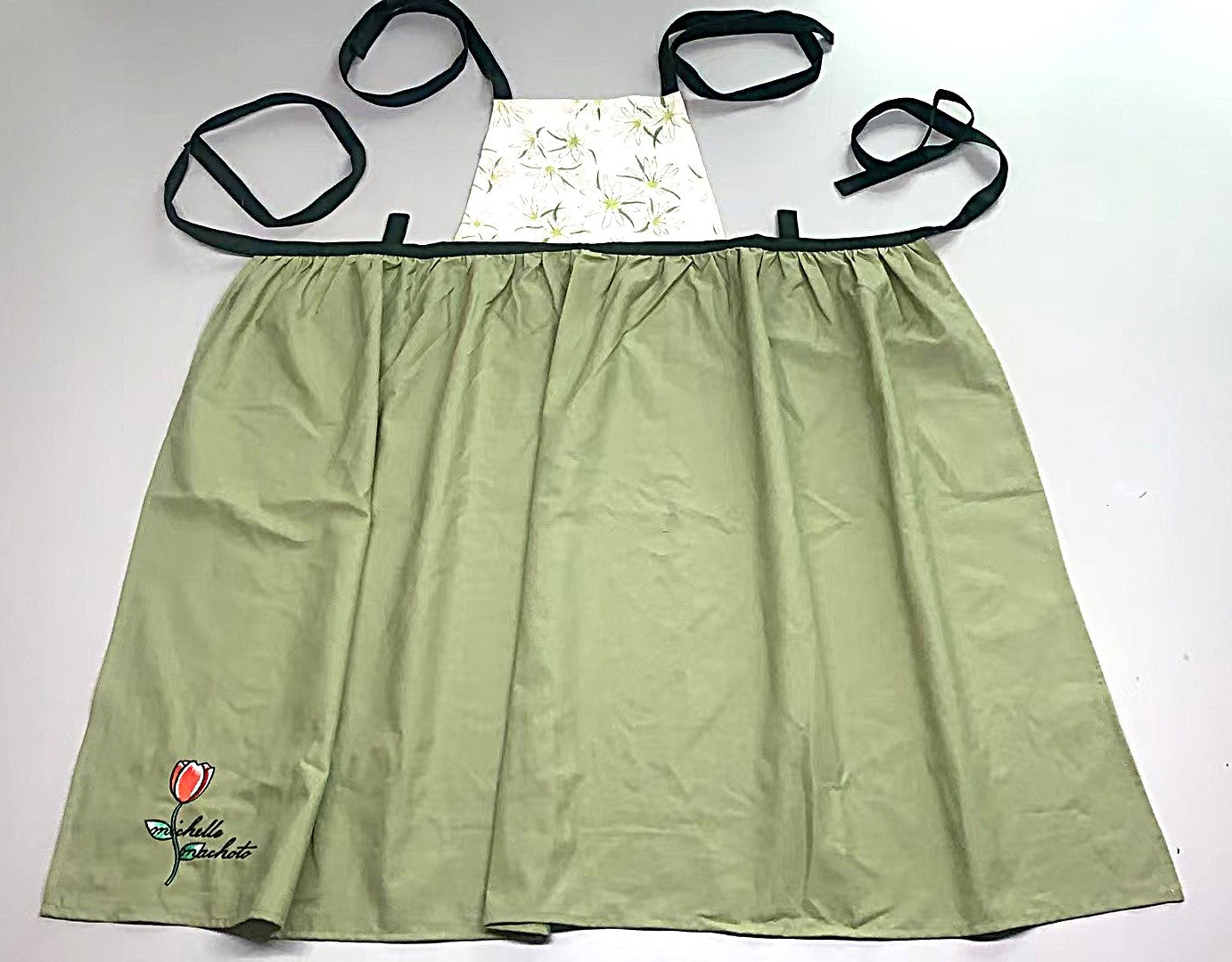 [Michelle Machoto] Michelle Machoto Chickweed Print Long Wide Gathered Apron D-0403