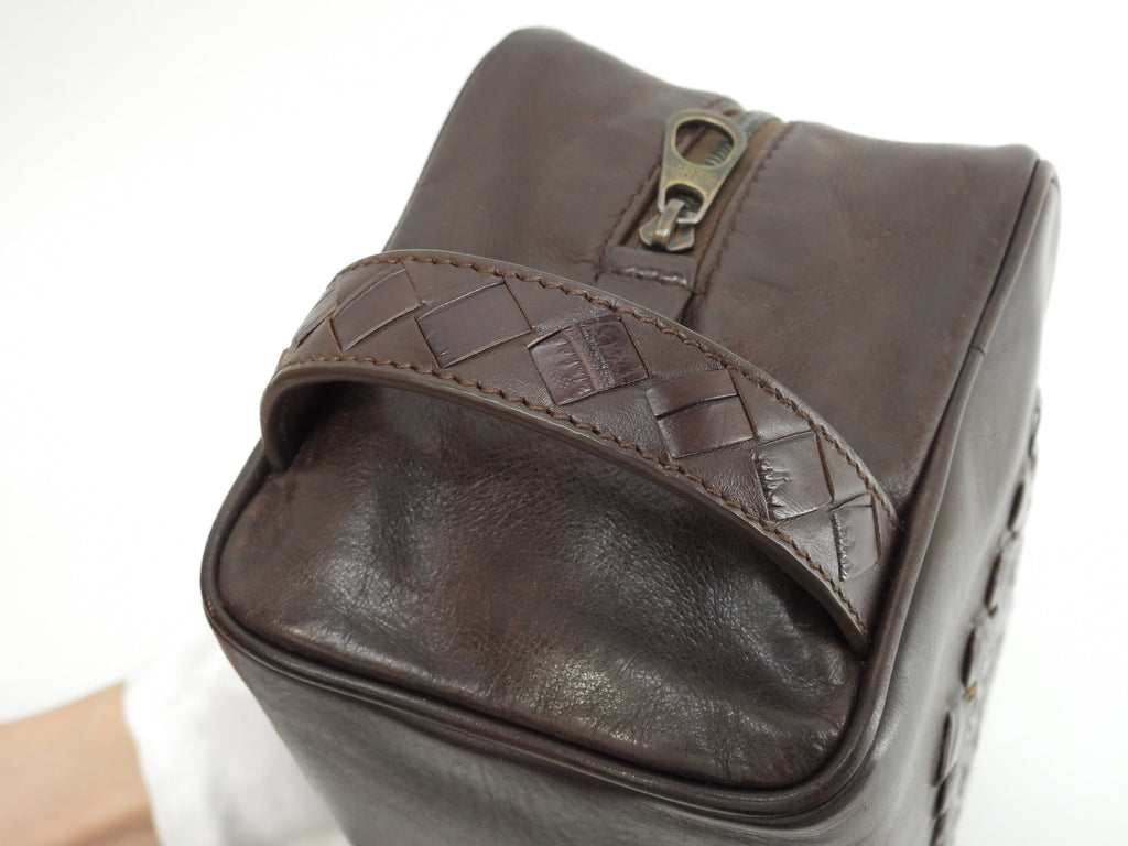 ボッテガヴェネタ クラッチバッグ イントレチャート クロコダイル/レザー茶 セカンドポーチ@B001151476U