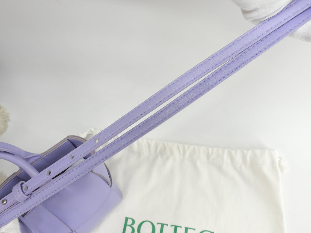 ボッテガヴェネタ ミニトートバッグ アルコ レザー薄紫 s付ハンドバッグ 美品@B10217354G