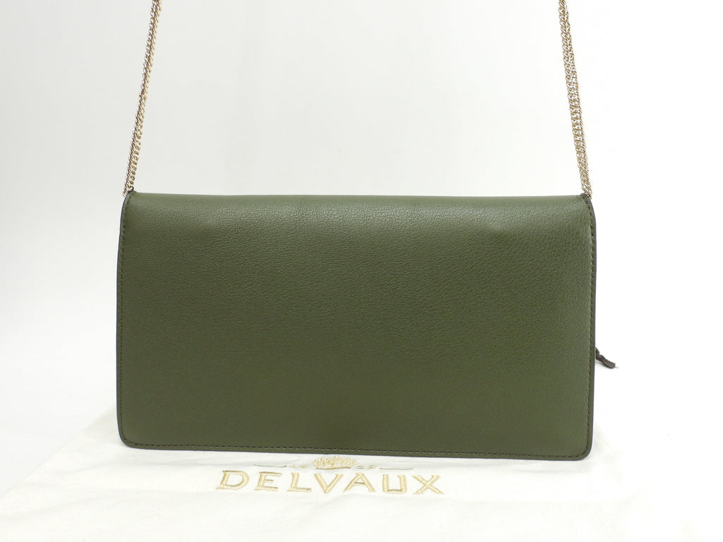 デルヴォー チェーンポシェット レザー緑 クロスボディバッグ 美品@ 2