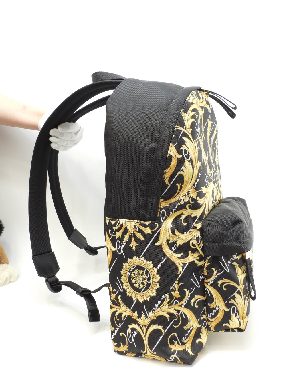 ヴェルサーチ バックパック メドゥーサ ナイロン黒黄 リュックサック ハンドバッグ 極美品@ 15