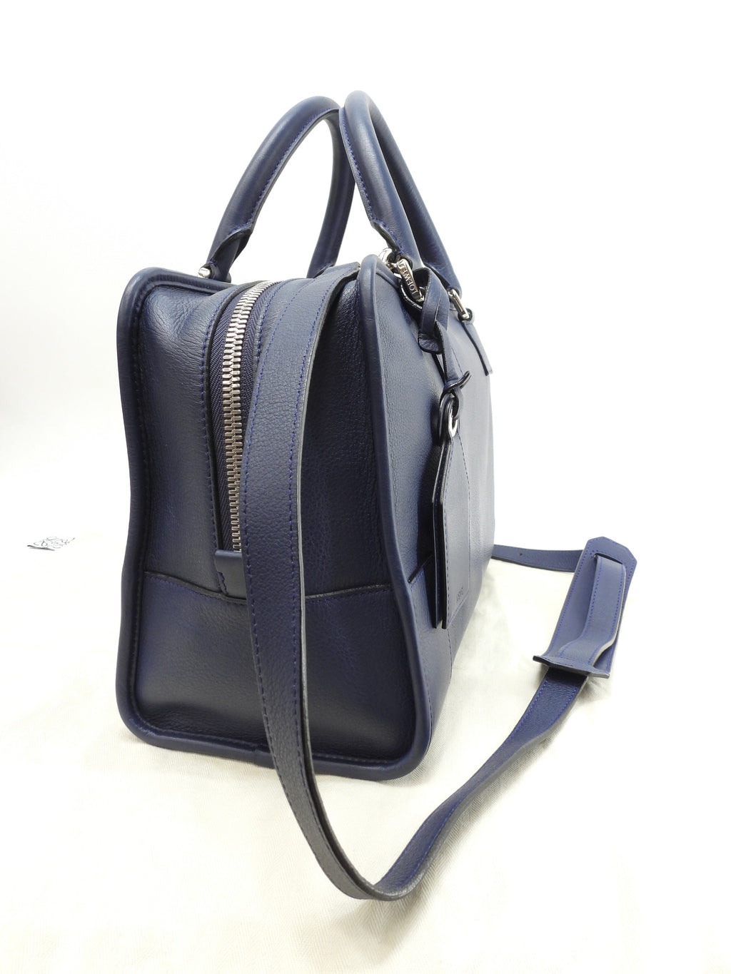 ロエベ s付アマソナ36 レザー 青 ショルダーストラップ付ハンドバッグ 美品@011505