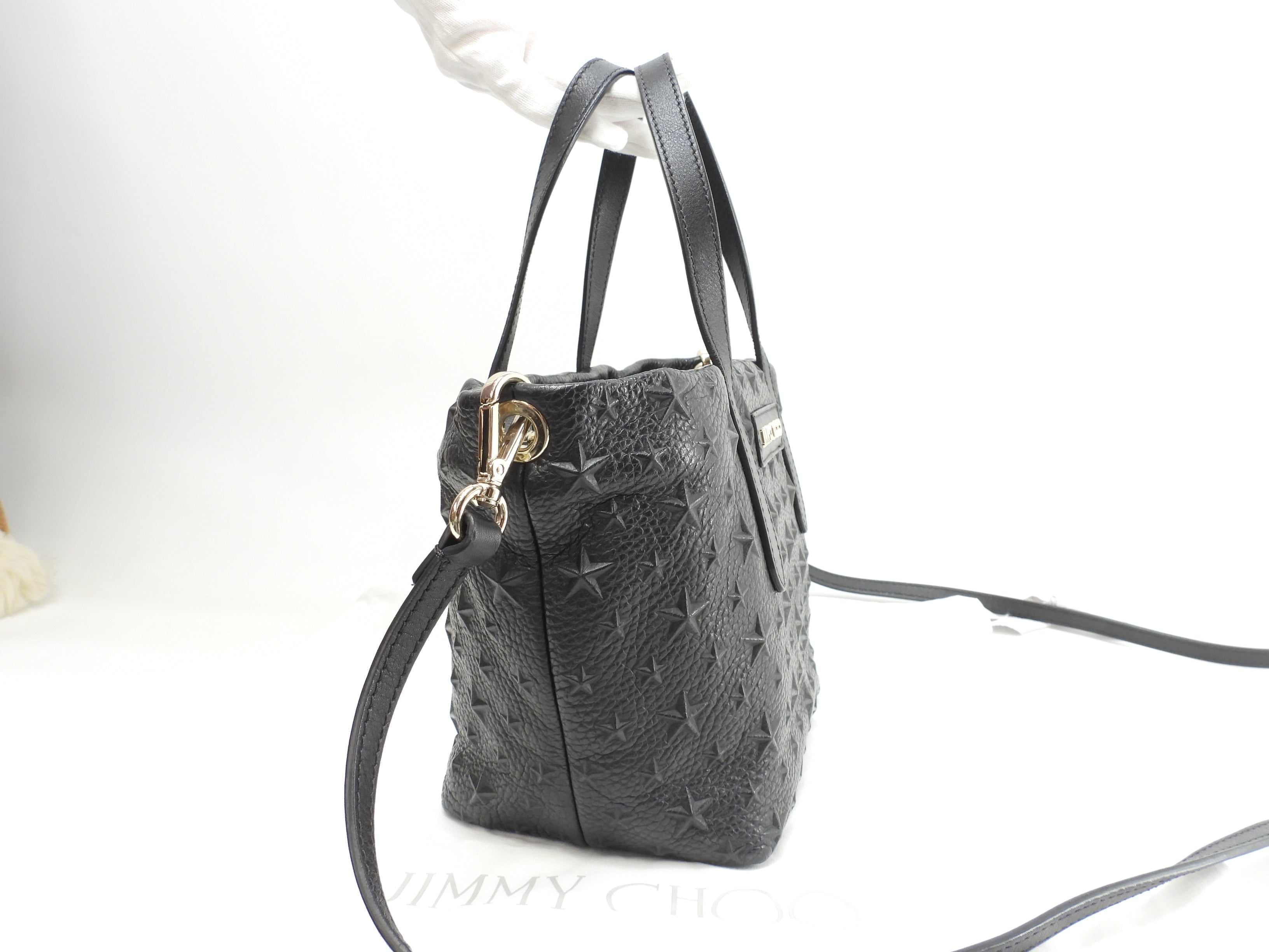 ジミーチュウ ミニサラ エンボススター レザー黒 ポシェットバッグ 美品@ 6