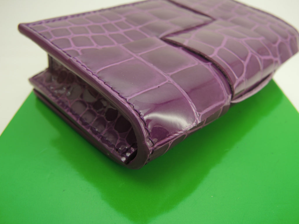 ボッテガヴェネタ カードケース カセット クロコ型押レザー紫 名刺入れ 未使用@IC 4