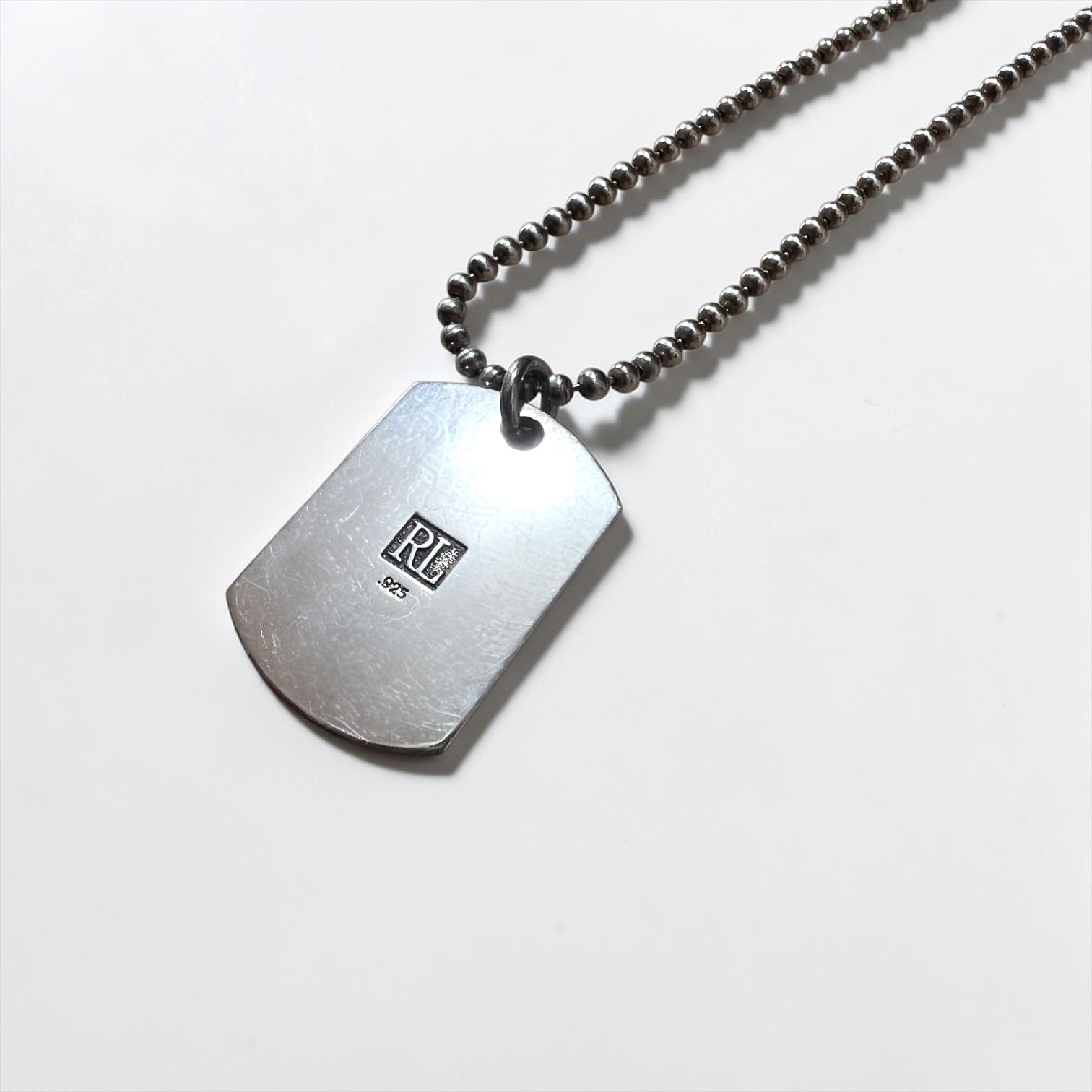 Ralph Lauren 90s Dog Tag Ball Chain Necklace Silver 925 Plate Pony Polo