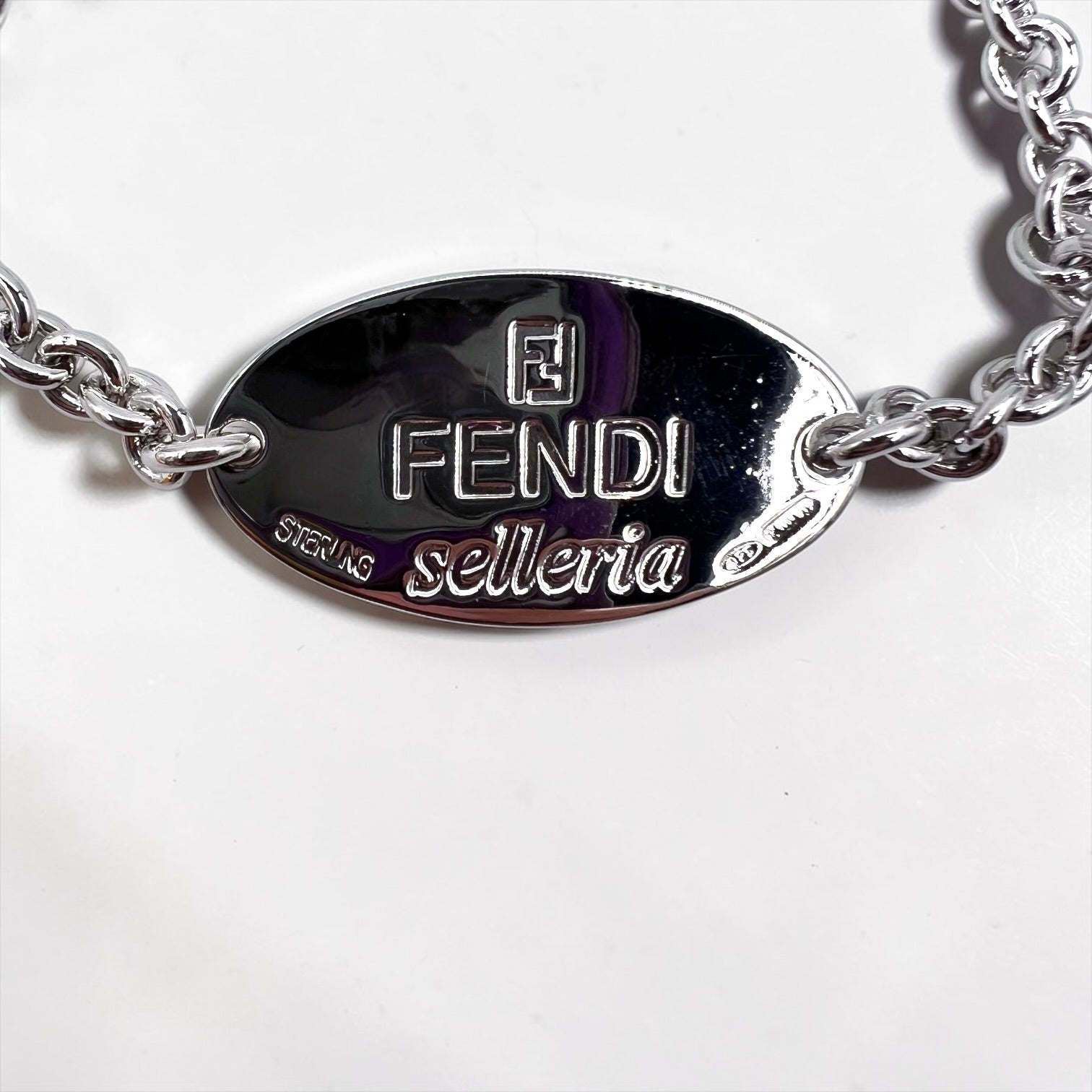FENDI セレリア selleria シルバー チェーン ブレスレット 925 STERLING オーバル ロゴ プレート