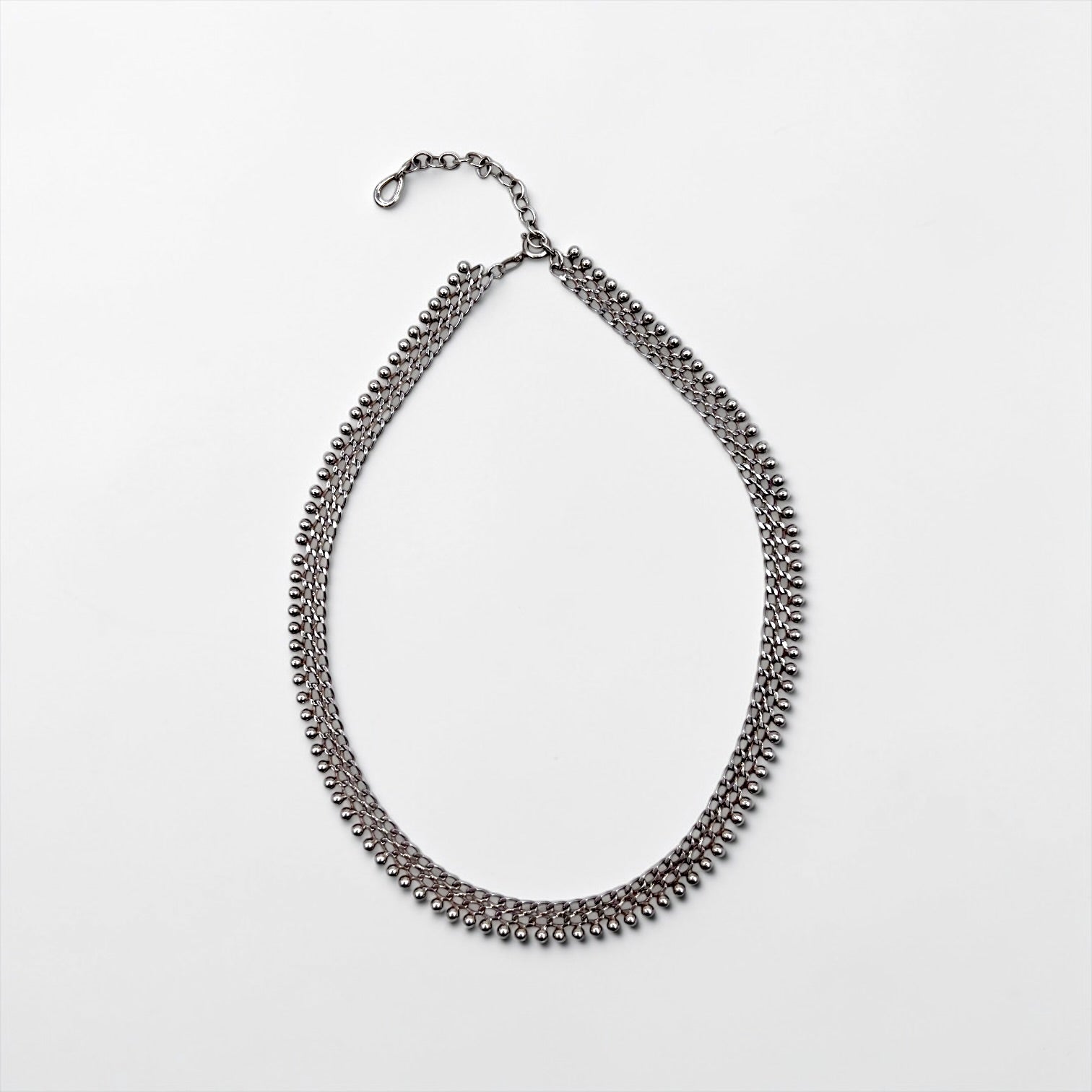 Friedrich Binder 70s Germany Vintage Necklace Choker Silver FBM 835 Stamped Fringe Mesh