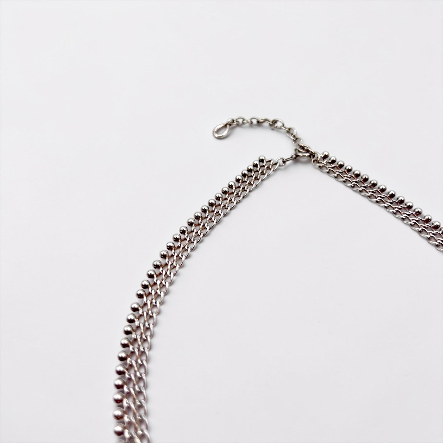 Friedrich Binder 70s Germany Vintage Necklace Choker Silver FBM 835 Stamped Fringe Mesh
