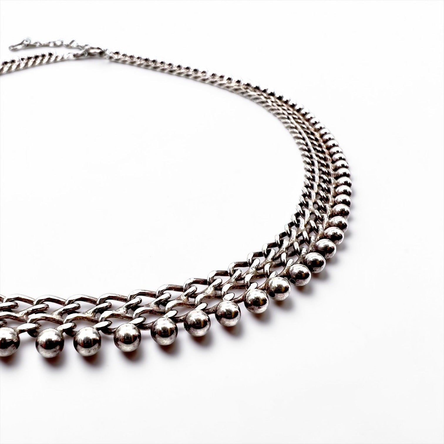 Friedrich Binder 70s Germany Vintage Necklace Choker Silver FBM 835 Stamped Fringe Mesh