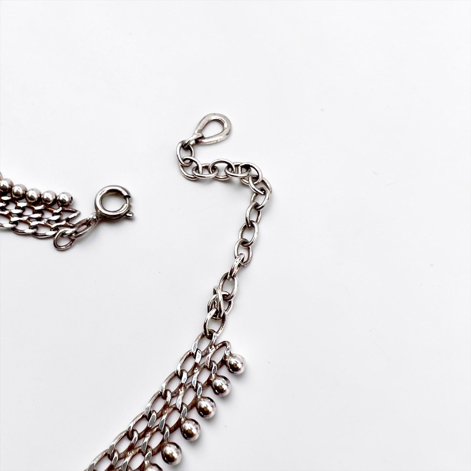 Friedrich Binder 70s Germany Vintage Necklace Choker Silver FBM 835 Stamped Fringe Mesh