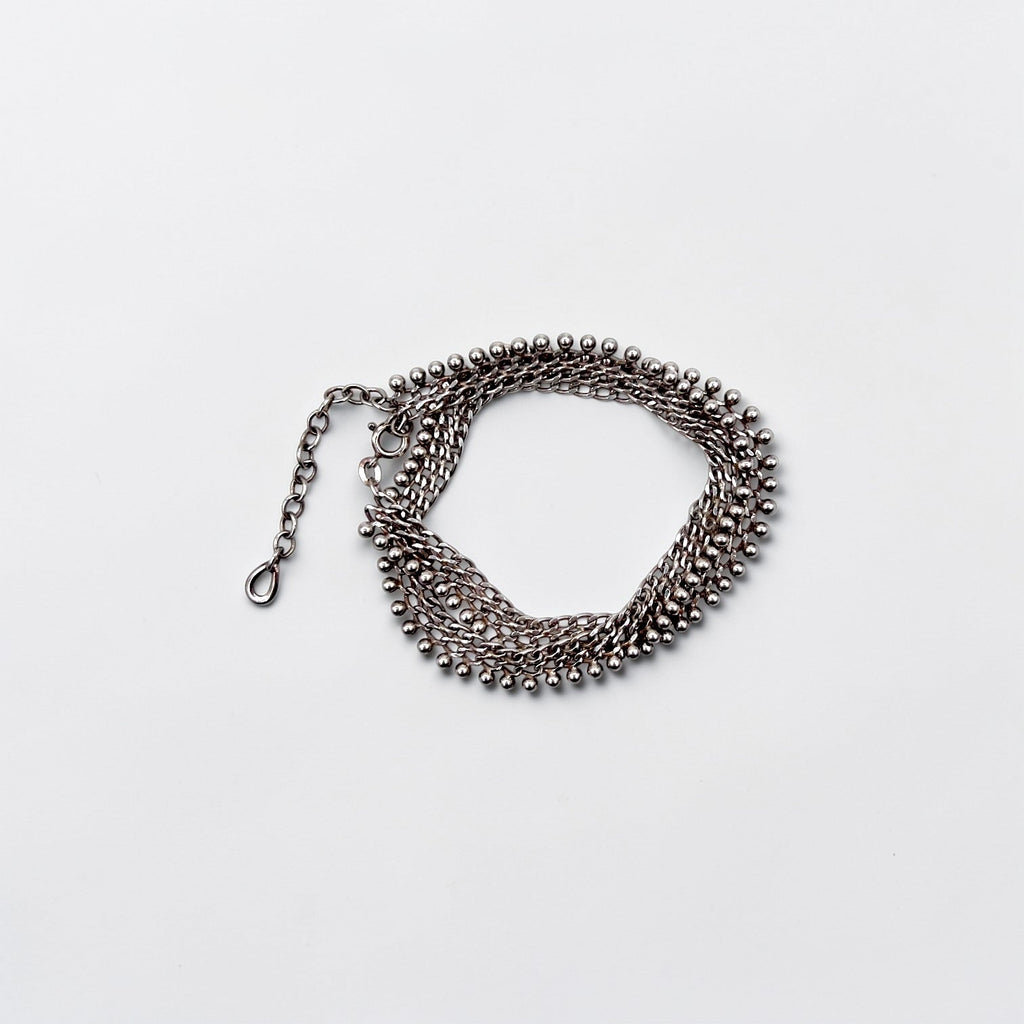 Friedrich Binder 70s Germany Vintage Necklace Choker Silver FBM 835 Stamped Fringe Mesh