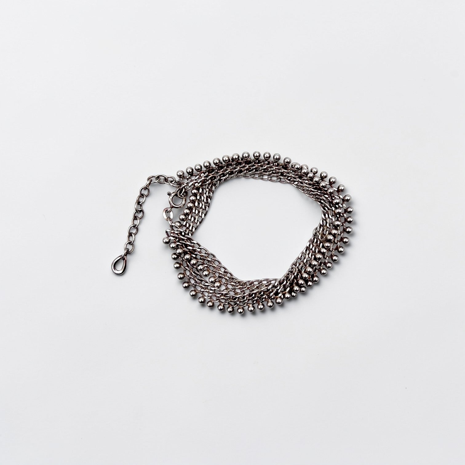 Friedrich Binder 70s Germany Vintage Necklace Choker Silver FBM 835 Stamped Fringe Mesh