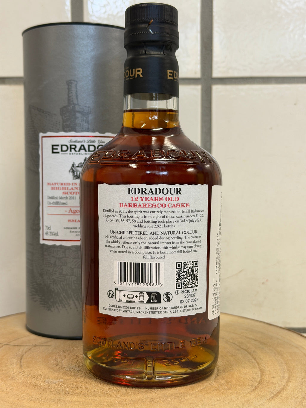 エドラダワー 12年 バルバレスコ カスク スモールバッチ　Edradour 2011/2023 Matured in barbaresco casks small batch 48.2%