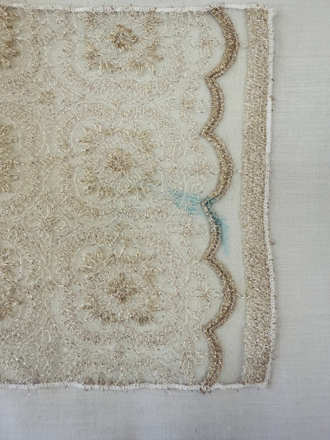[Reasonable訳あり] Haneri Collar with Snowflake Embroidery, Lace Haneri, Champagne, Cute, Gold Thread, All Seasons, Even Summer