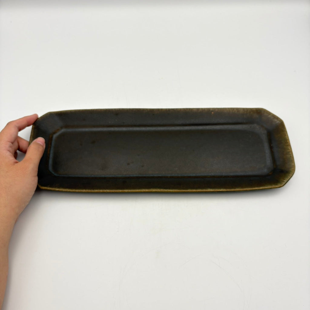 Octagonal Long Plate, Russet Glaze [Old 65]