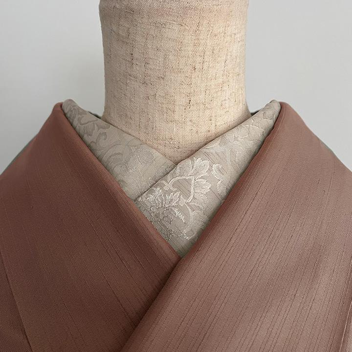 Damask Weave Shirotsurubami Han-eri - Handmade Han-eri, Botanical, Beige, Ecru
