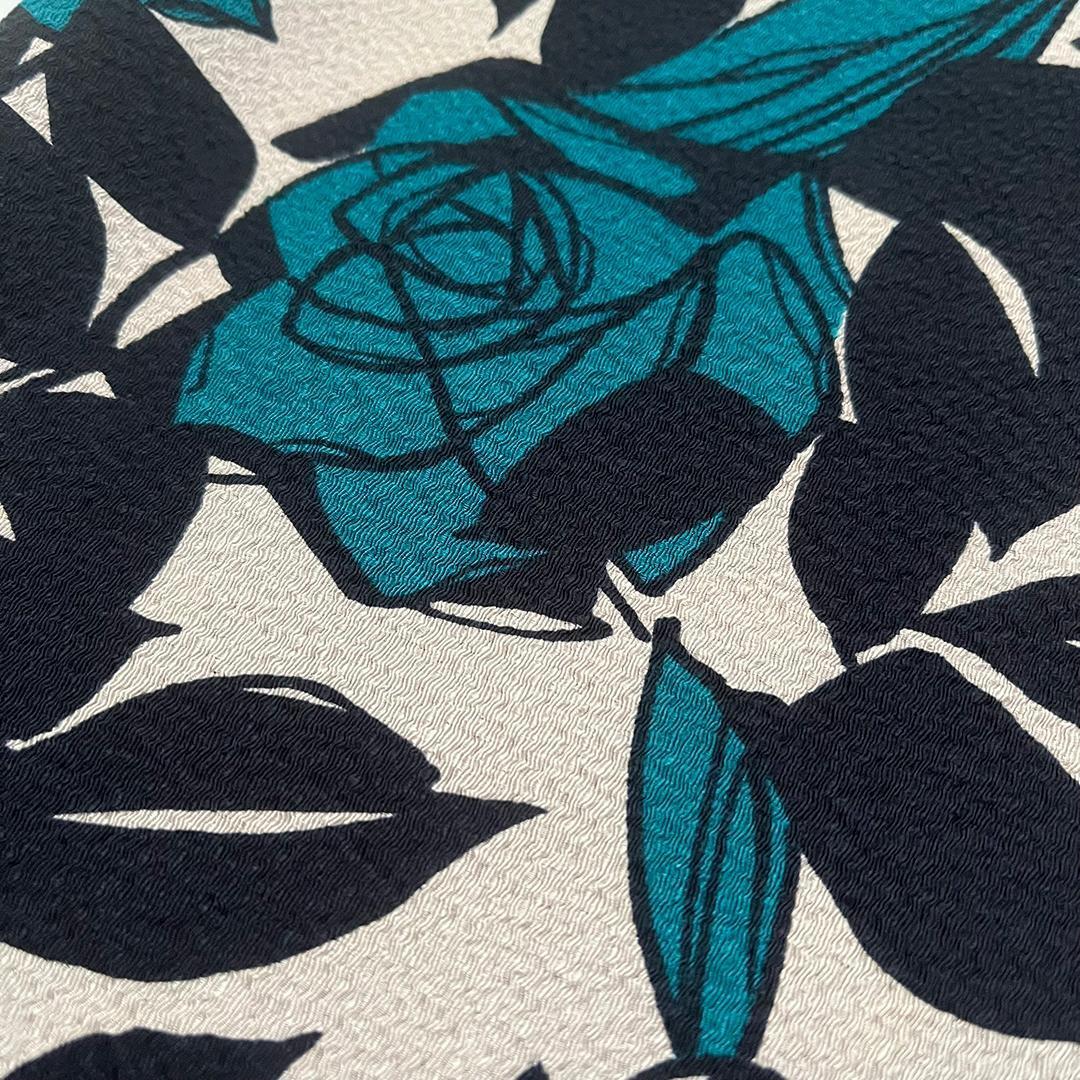 Obiage: Retro Modern Chirimen, Takehisa Yumeji Rose Pattern on Sand-Colored with Dark Asagi, Chirimen Obiage