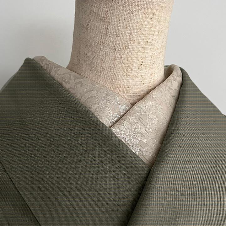 Damask Weave Shirotsurubami Han-eri - Handmade Han-eri, Botanical, Beige, Ecru