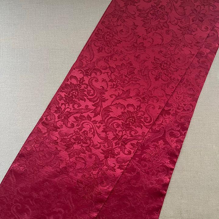 Damask woven pattern in deep crimson, half-collar, handmade half-collar, botanical, red