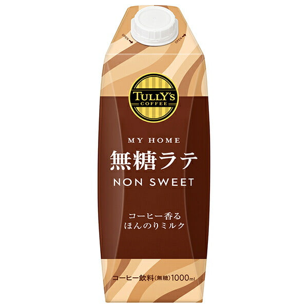 Itoen Tully's Coffee My Home Sugar Free Latte 1000ml Paper Pack x 6 Bottles [Ships within Japan]