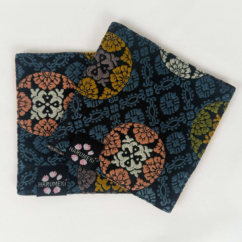 【グラスを彩り、小物を休ませるコースター　２枚セット】Vintage Brocade マルチトレイ「季節の雫」