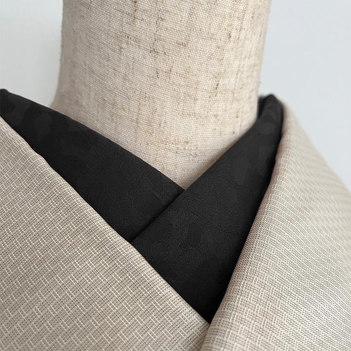 Haneri collar, black roiro leopard print, woven pattern, handmade han-eri collar, black, leopard