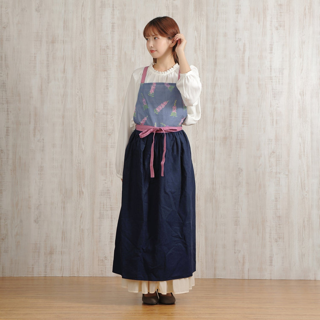 [Michelle Machoto] Michelle Machoto Angelonia Print Long Wide Gather Apron D-0004
