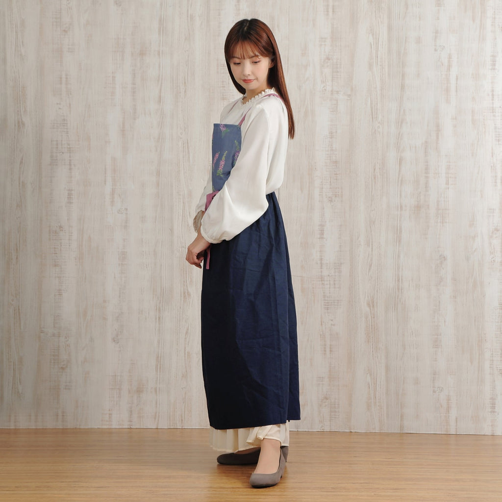 [Michelle Machoto] Michelle Machoto Angelonia Print Long Wide Gather Apron D-0004
