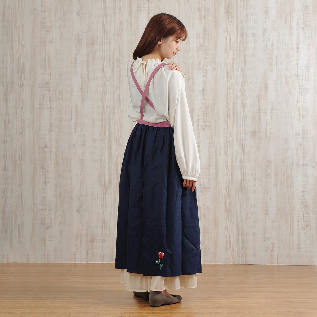 [Michelle Machoto] Michelle Machoto Angelonia Print Long Wide Gather Apron D-0004