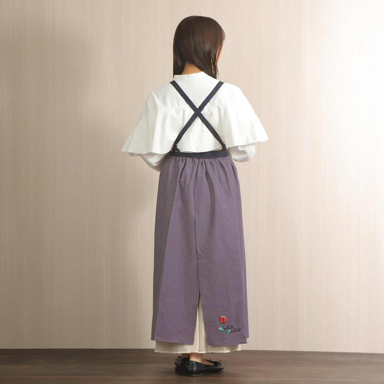 [Michelle Machoto] Michelle Machoto Iwakikyo Pattern Long Wide Gather Apron D-0007