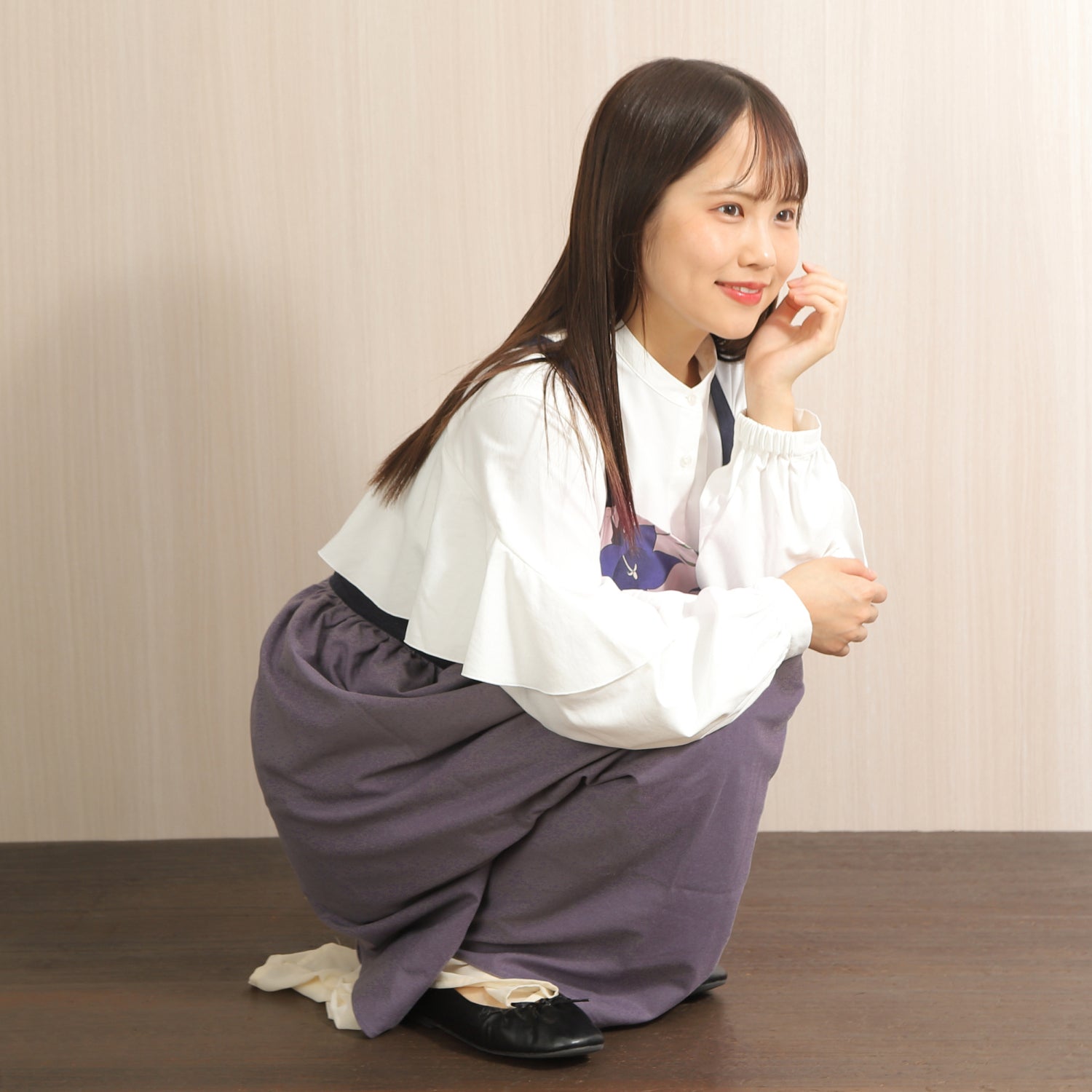 [Michelle Machoto] Michelle Machoto Iwakikyo Pattern Long Wide Gather Apron D-0007